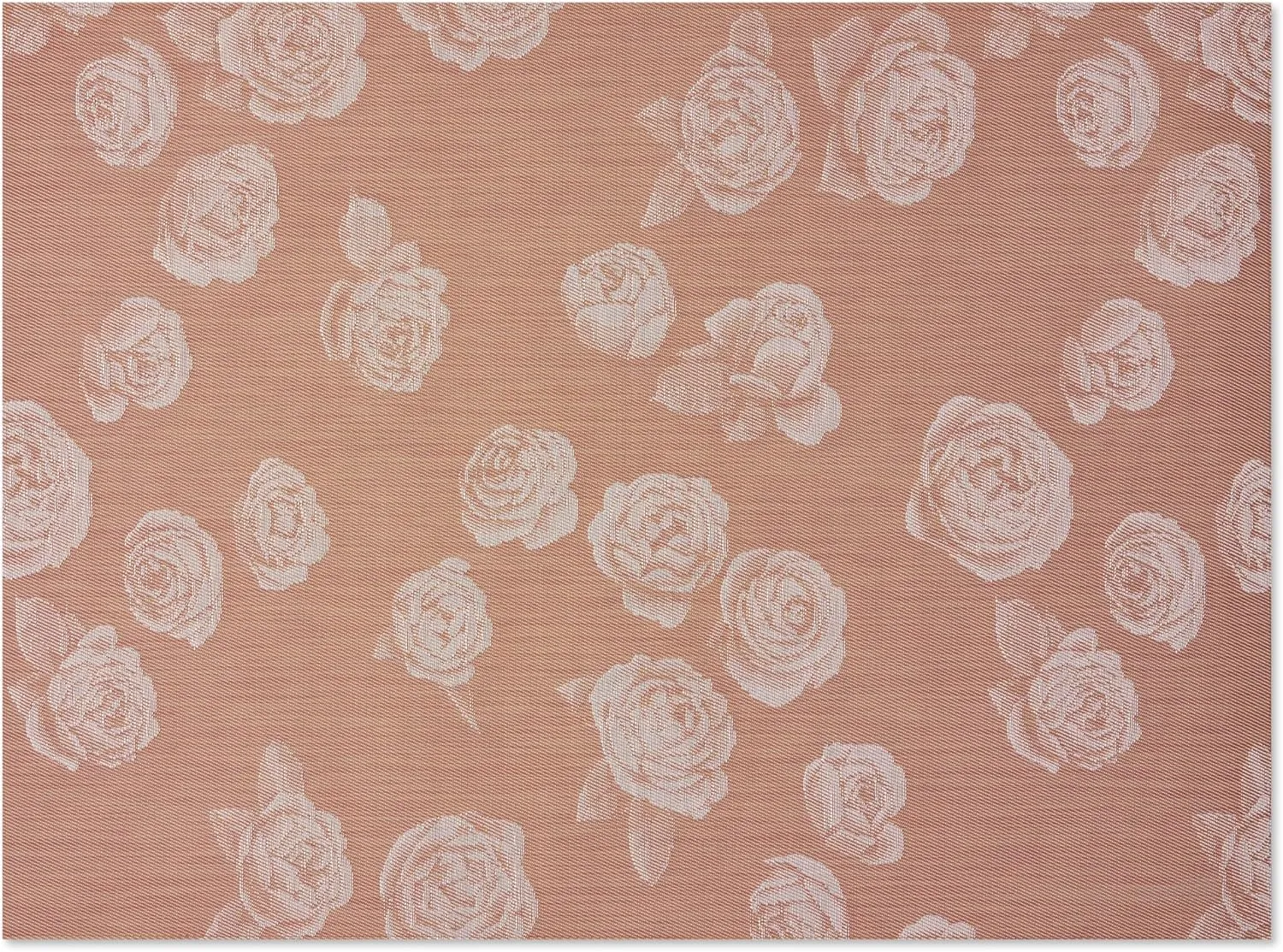 Chilewich Martha by Martha Stewart Rosette Rug in Burnt Coral - 35" x 48" - Easy Care - Premium Indoor/Outdoor Floor Mat for Entry, Kitchen, Bath, Pool with Non-Slip Backing