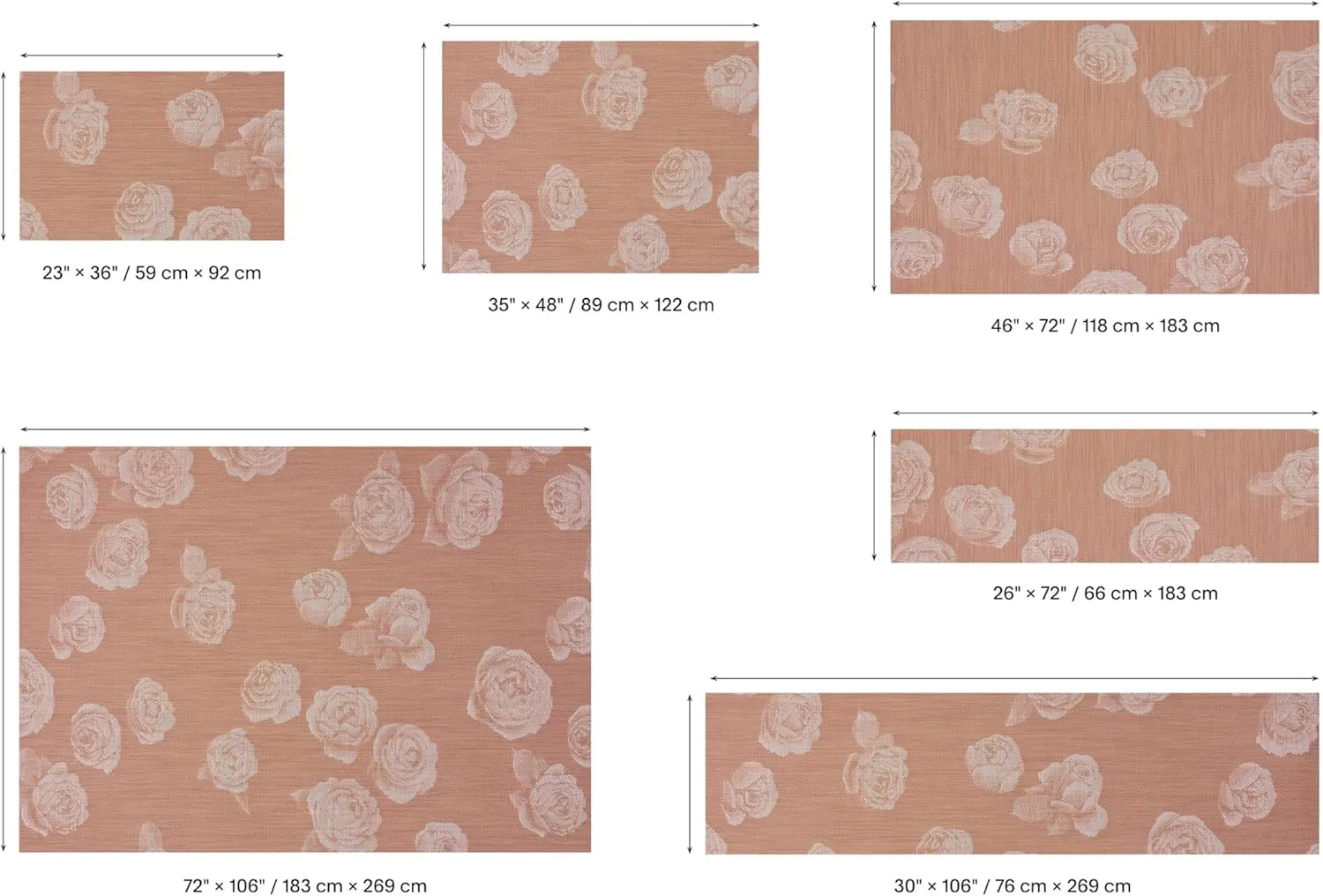 Chilewich Martha by Martha Stewart Rosette Rug in Burnt Coral - 35" x 48" - Easy Care - Premium Indoor/Outdoor Floor Mat for Entry, Kitchen, Bath, Pool with Non-Slip Backing
