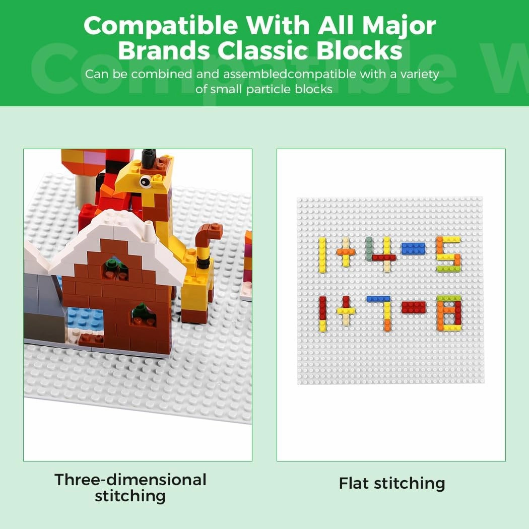 Classic Baseplates Building Plates for Building Bricks 100% Compatible with All Major Brands-Baseplate 10" x 10", White,Pack of 8