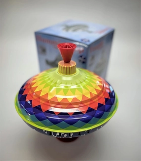 Classic Choral Multicolor Spinning Tin Top Toy from KsmToys The Funny Buzzing Multitaonal Hum Gets Louder As The Top Spins Faster, 9x9x9 Ages 18 m 