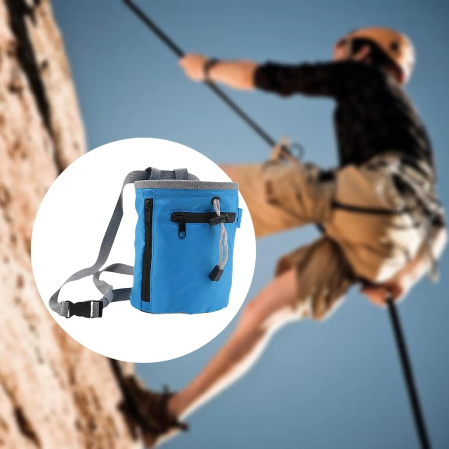 Climbing Chalk Bag Adjustable Waist Belt Storage Pouch Chalk Carrier Bag for Weightlifting Bowling Sports Gym Disc Golf