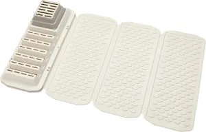Clorox KeptClean 2-Piece Folding Kitchen Sink Mat and Sink Organizer – Folding Mat for Elevated Drying and Storage, Extending Organizer Dries 6 Plates, Flips to Dry Accessories – Almond Cream