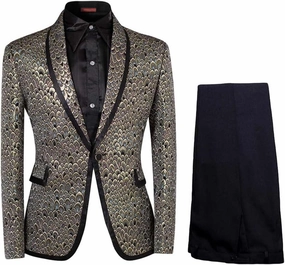 Cloudstyle Men's Luxury Slim Fit Stylish Suit Blazer Jacket & Trousers Set 2-Piece