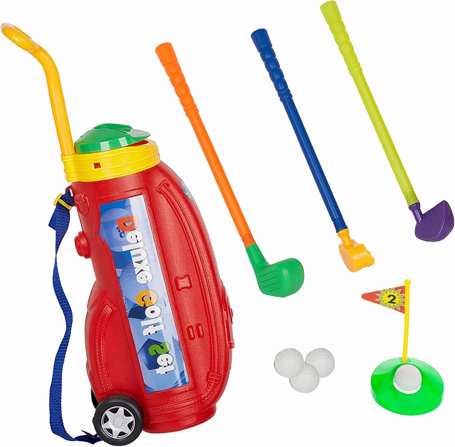COLOR TREE Easy Hit Kid's Toy Golf Clubs Deluxe Set Sport Golf Cart- Outdoors Children's Sports Toys, Mini Golf
