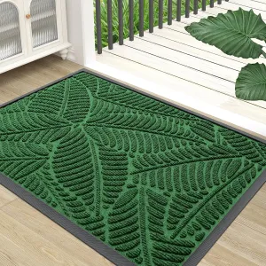 Colorxy Waterproof Doormat, Sturdy Natural Rubber Front Indoor Mat, Non Slip Low Profile Indoor Outdoor Door Mats, Stain and Fade Resistant Floor Mat, Easy Clean Patio Entrance Mat, 30''x17'', Green