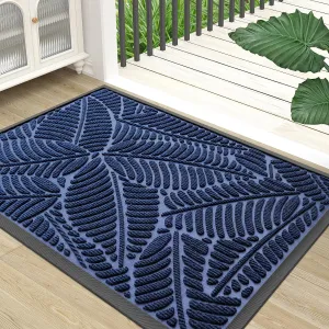 Colorxy Waterproof Doormat, Sturdy Natural Rubber Front Indoor Mat, Non Slip Low Profile Indoor Outdoor Door Mats, Stain and Fade Resistant Floor Mat, Easy Clean Patio Entrance Mat, 30''x17'', Navy
