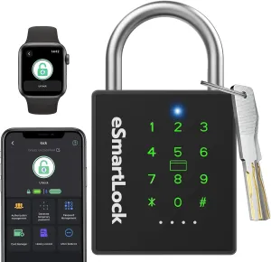 Combination Lock Outdoor eLinkSmart Password Padlock with Key NFC RFID Weatherproof Heavy Duty Padlock for Locker Shed Gate Fence Truck Support Temporary Code Unlock Record