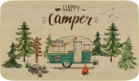 Comfoyar Camper RV Door Mat, Happy Camper Floor Mat, Welcome Rug With Rubber Backing for Shoe Scraper, Non Slip, Easy to Clean for Outside Camper Decor (17"x 30")