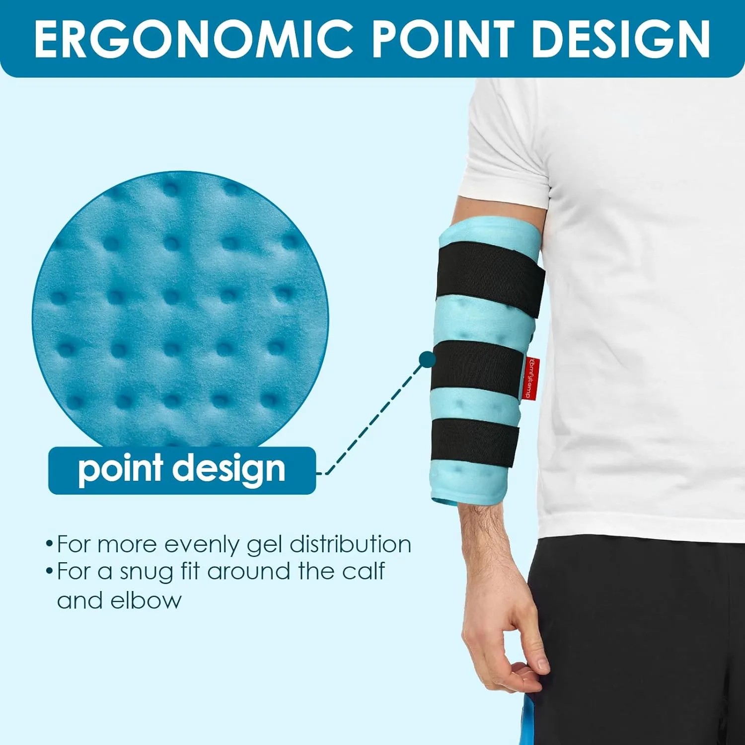 Comfytemp Calf Shin Splint Ice Packs for Injuries Reusable Gel 2 Pack, FSA HSA Eligible, Elbow Ice Pack Wrap, Hot Cold Therapy Compression Sleeve for Swelling, Tendonitis, Tennis Elbow, Knee, Leg, Arm