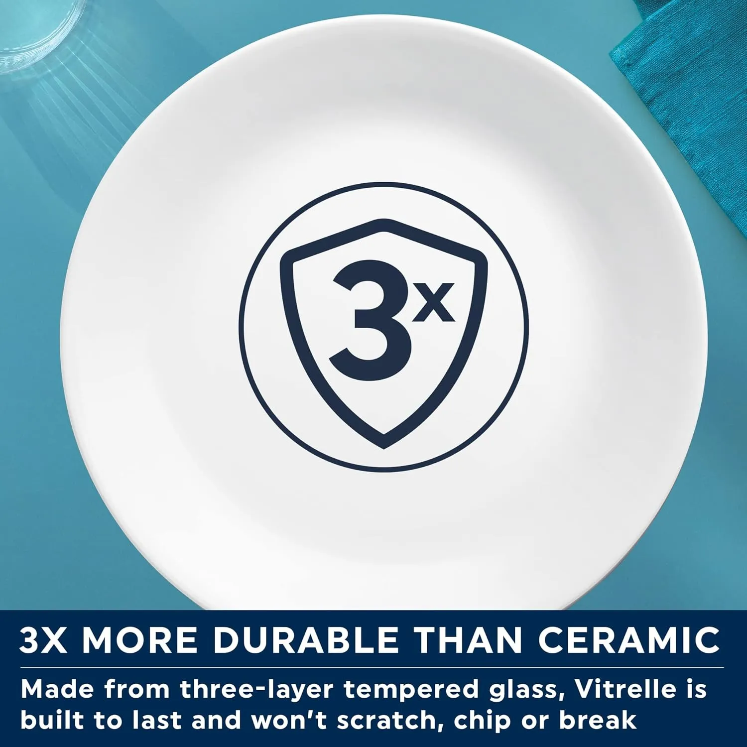 Corelle Vitrelle Glass Dinnerware Set, Chip & Crack Resistant Triple Layer Glass, 4-PC Bowl, Crimson Trellis