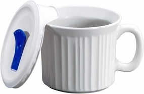 Corningware 20-Ounce Oven Safe Meal Mug with Vented Lid, French White