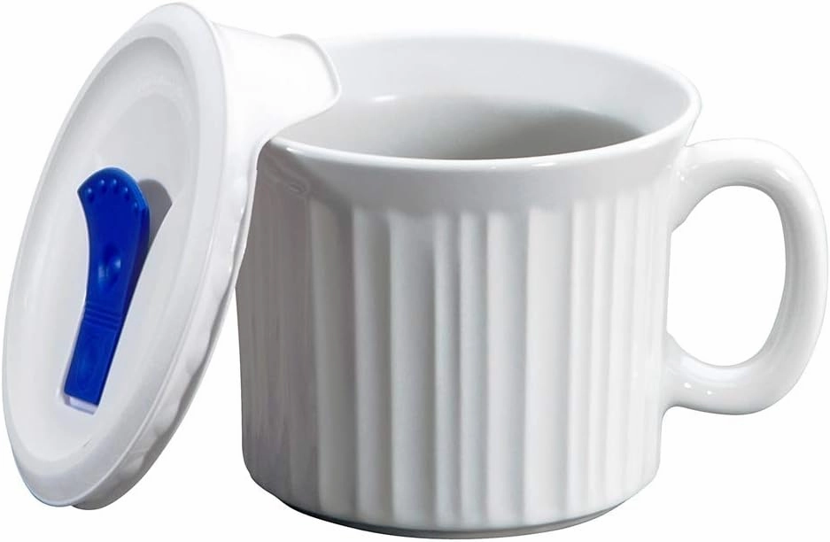 Corningware 20-Ounce Oven Safe Meal Mug with Vented Lid, French White