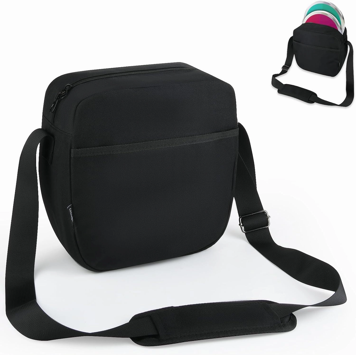 Cosmos Discus Carrier Bag Discus Shoulder Bag with Adjustable Strap, Track and Field Discus Throw Carry Case Portable Discus Storage Bag with Zipper Pocket for Storing 2 Discuses, Discus Not Included
