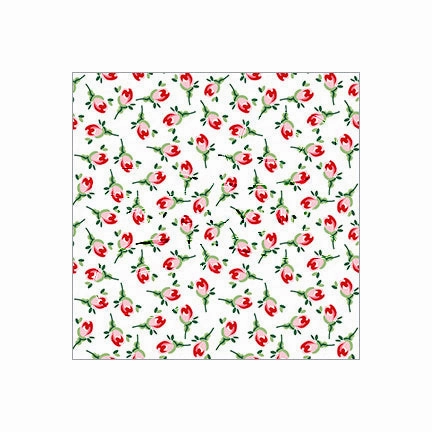 Cottage Chic Rosebud Toss - Dollhouse Wallpaper