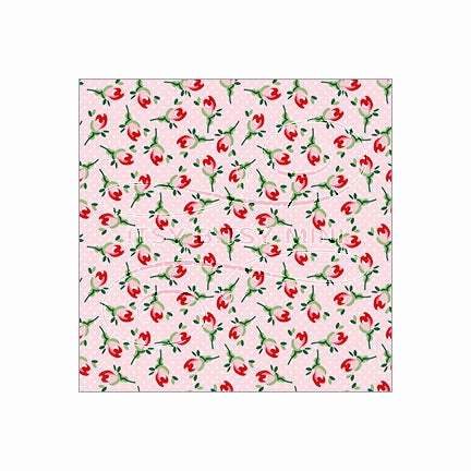 Cottage Chic Rosebud Toss - Dollhouse Wallpaper