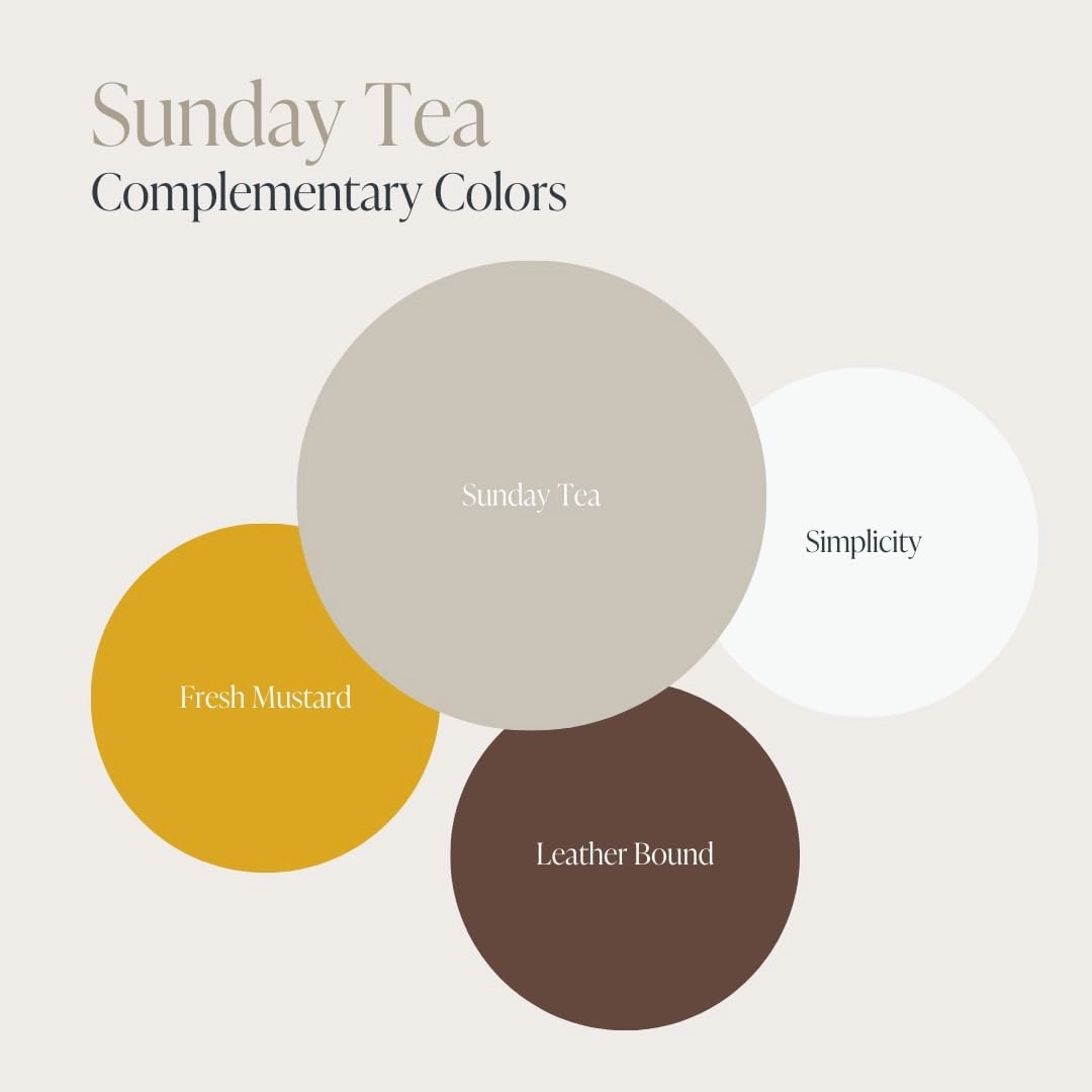 Country Chic All-in-One Chalk Paint for Furniture, Cabinets, Home Decor, Eco-Friendly, Matte Finish, Built-In Primer & Top Coat for Wood, Metal - Sunday Tea (Warm Grey) - Pint 16 oz (475 ml)