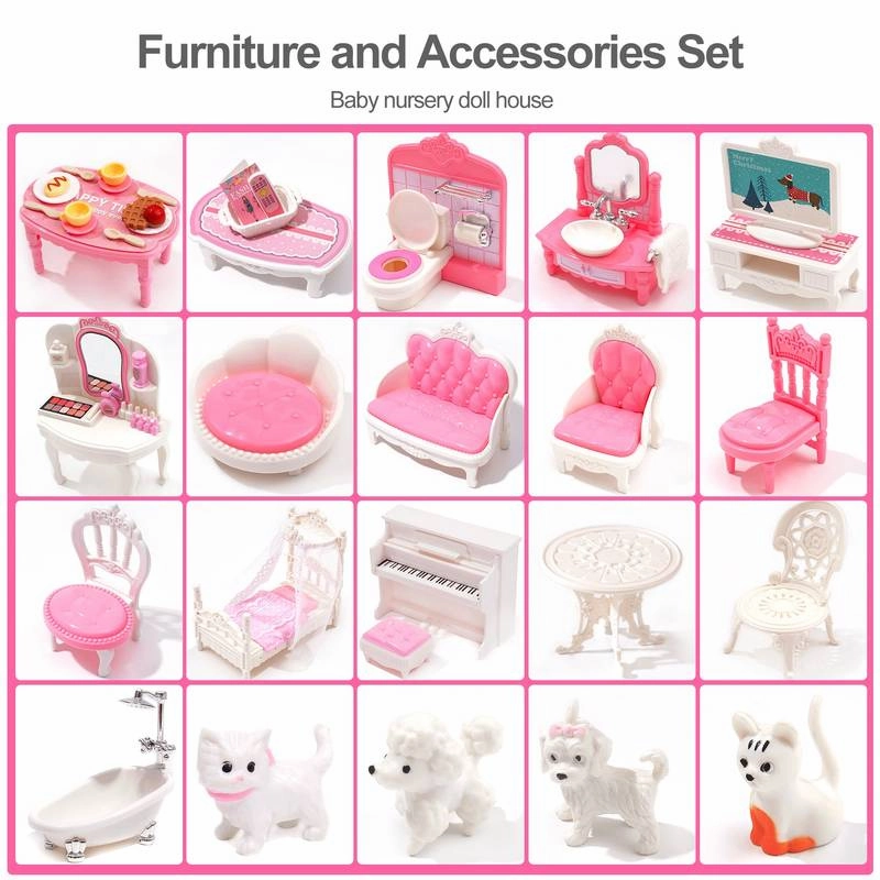 Cozy Wooden Dollhouse with Furniture Set for Kids