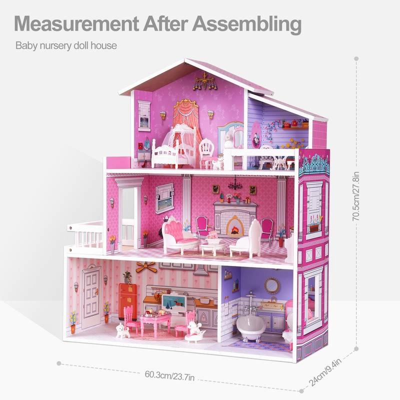 Cozy Wooden Dollhouse with Furniture Set for Kids