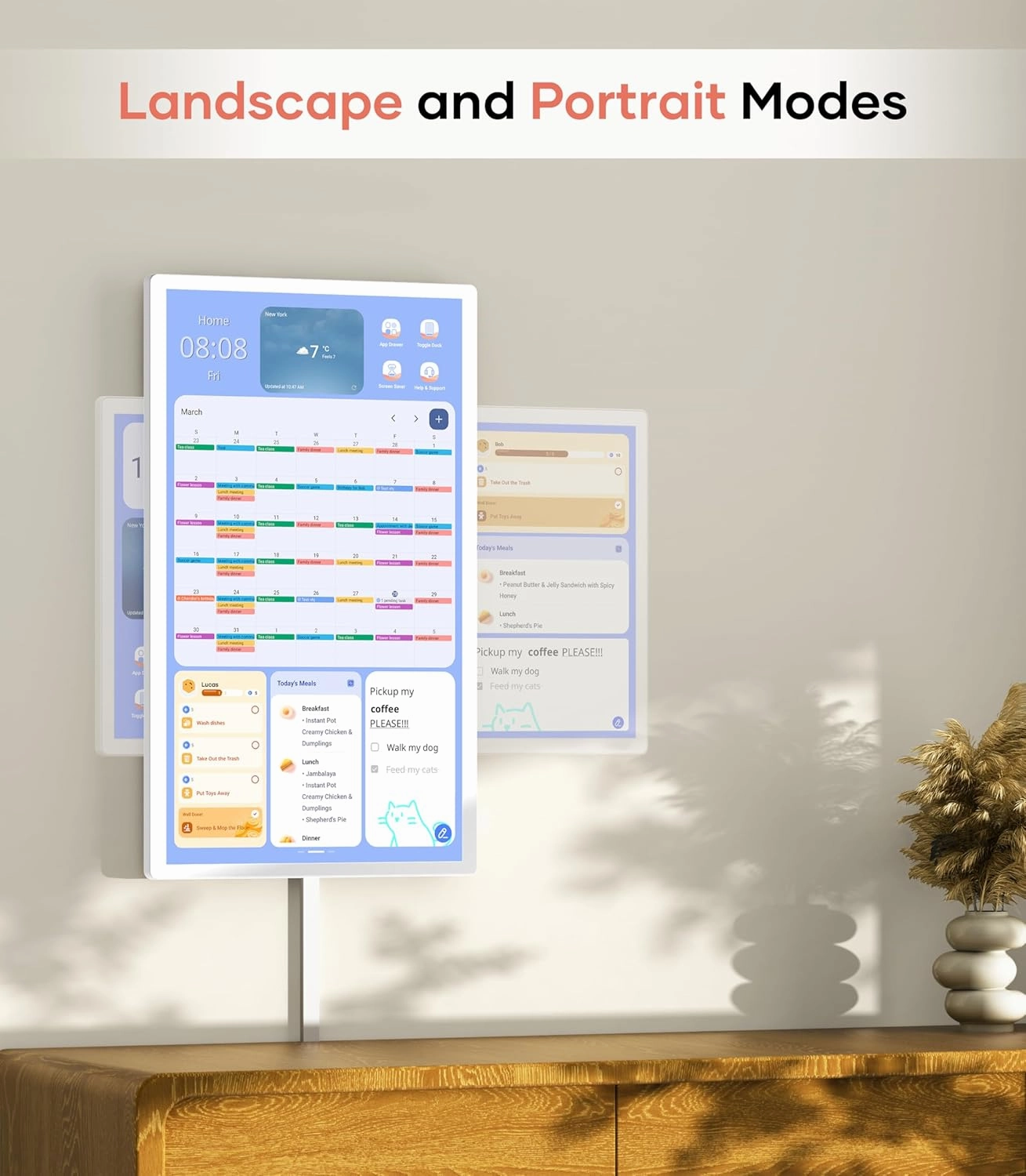 Cozyla 32 Inch Digital Calendar Wall Touch Screen Chore Chart To Do List Notepad Electronic Smart Calendar Digital for Family Meal Planner Support All App Via App Store Android Tablet Wall Mount White