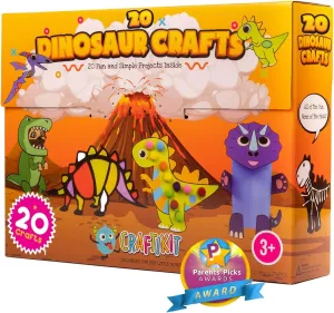 Craftikit® 20 Award-Winning Dinosaur Crafts for Kids - Award-Winning All-Inclusive Fun Dinosaur Crafts for Kids Ages 3-5, Organized Toddler Craft Kit