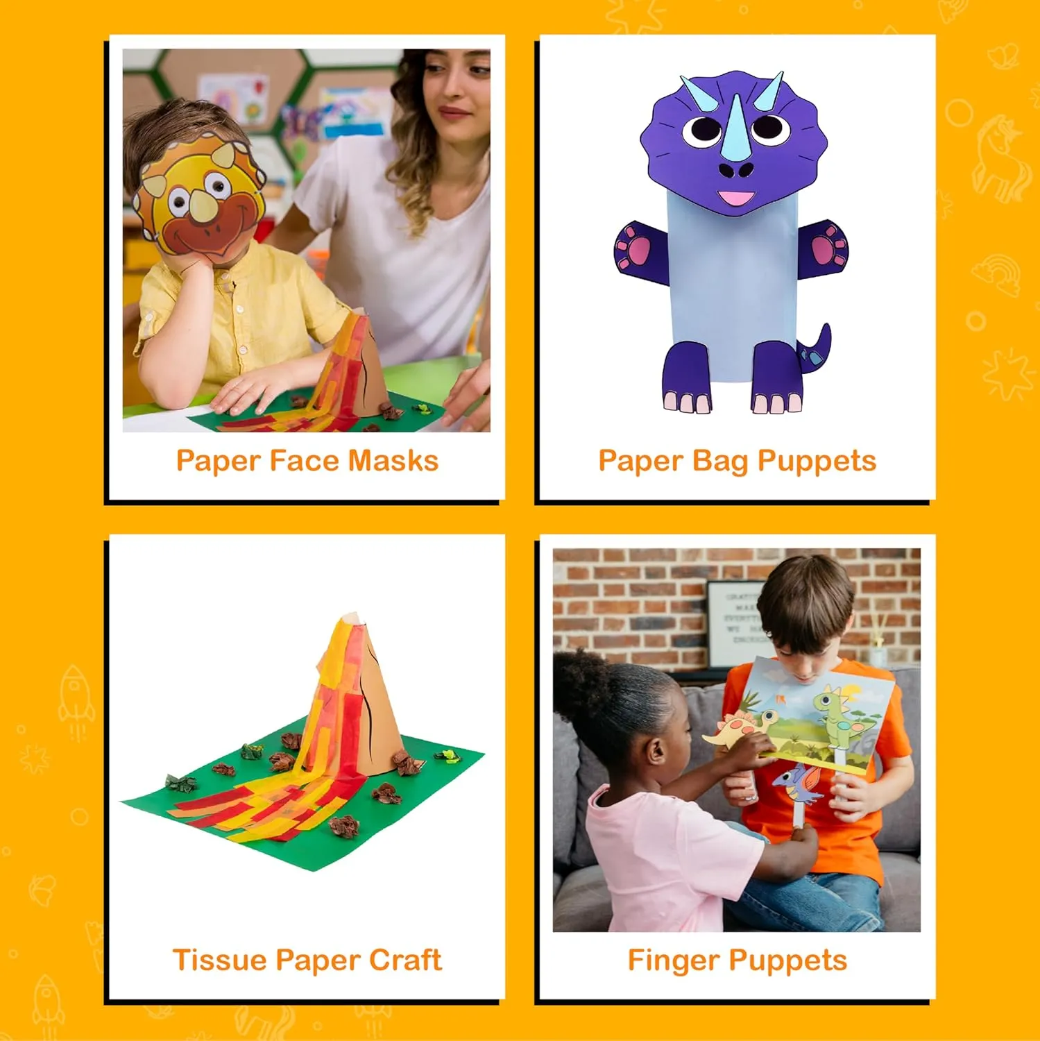 Craftikit® 20 Award-Winning Dinosaur Crafts for Kids - Award-Winning All-Inclusive Fun Dinosaur Crafts for Kids Ages 3-5, Organized Toddler Craft Kit