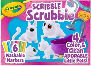 Crayola Scribble Scrubbies Tub Set (4 Pets), Washable Pet Care Toy, Coloring Animal Craft, Toys for Girls & Boys, Gifts for Kids, Ages 3 