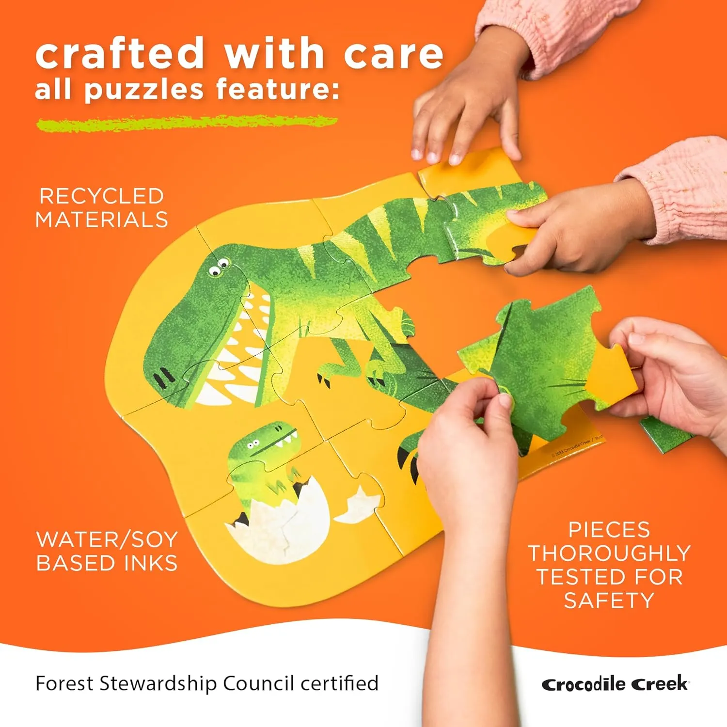 Crocodile Creek Above   Below 48-Piece Jigsaw Floor Puzzle - Fun Floor Puzzles for Kids Ages 4-8 - Dinosaur World - 27 x 20 inches Finished