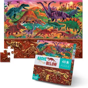 Crocodile Creek Above   Below 48-Piece Jigsaw Floor Puzzle - Fun Floor Puzzles for Kids Ages 4-8 - Dinosaur World - 27 x 20 inches Finished