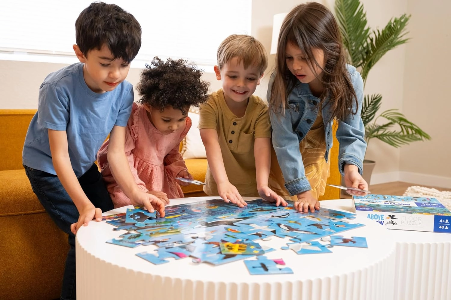 Crocodile Creek Above   Below 48-Piece Jigsaw Floor Puzzle - Fun Floor Puzzles for Kids Ages 4-8 - Day at The Dinosaur Museum - 18 x 24 inches Finished