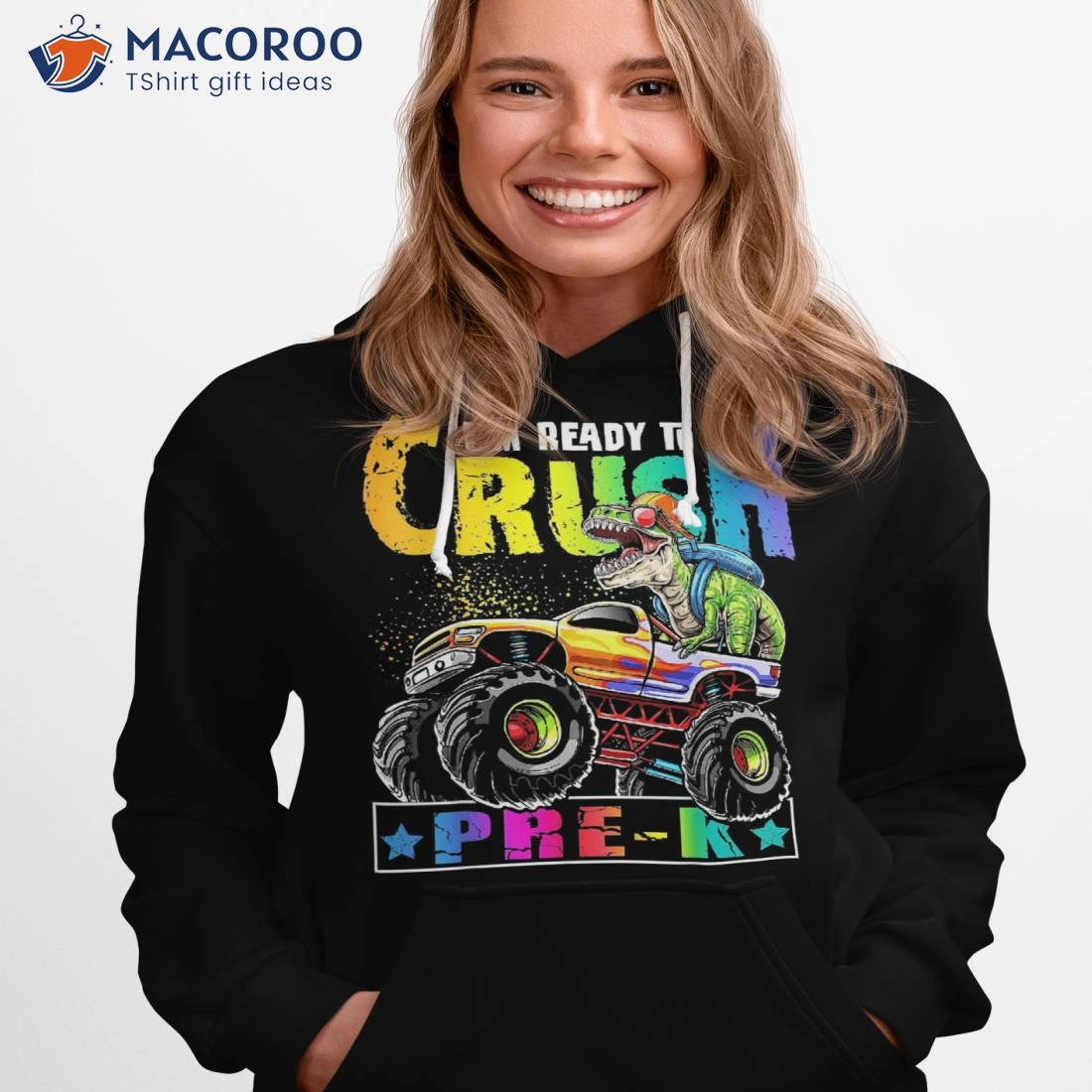 Crush Pre-k T Rex Dinosaur Monster Truck Back To School Boys Shirt