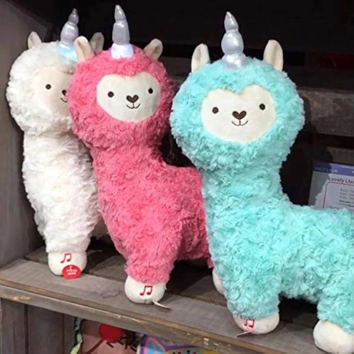 Cuddle Barn Cute Llama Corn 14" Llama Stuffed Playing Music and Horn Light Up Pink CB99927