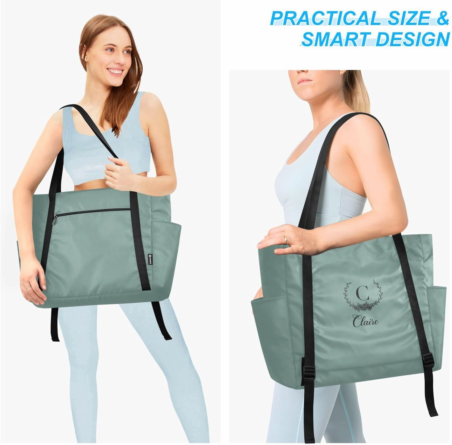 Custom Name Gym Yoga Bag with Yoga Mat Carrier Azalea Personalized Yoga Pilates Tote Shoulder Bag for Travel