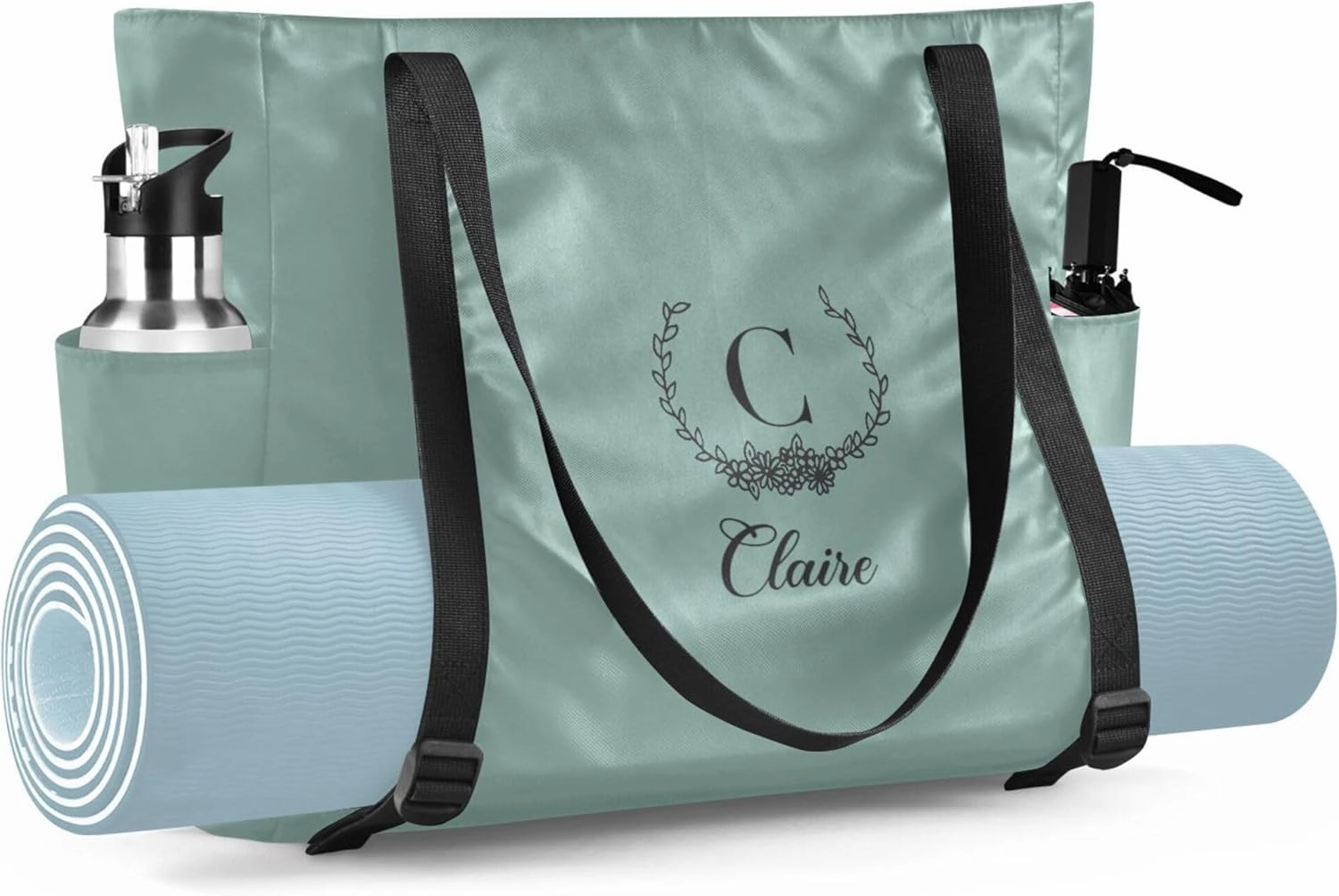 Custom Name Gym Yoga Bag with Yoga Mat Carrier Azalea Personalized Yoga Pilates Tote Shoulder Bag for Travel
