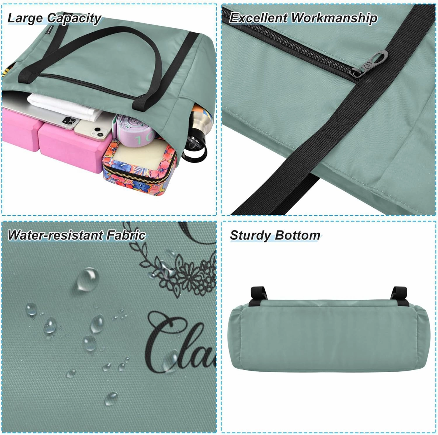 Custom Name Gym Yoga Bag with Yoga Mat Carrier Azalea Personalized Yoga Pilates Tote Shoulder Bag for Travel
