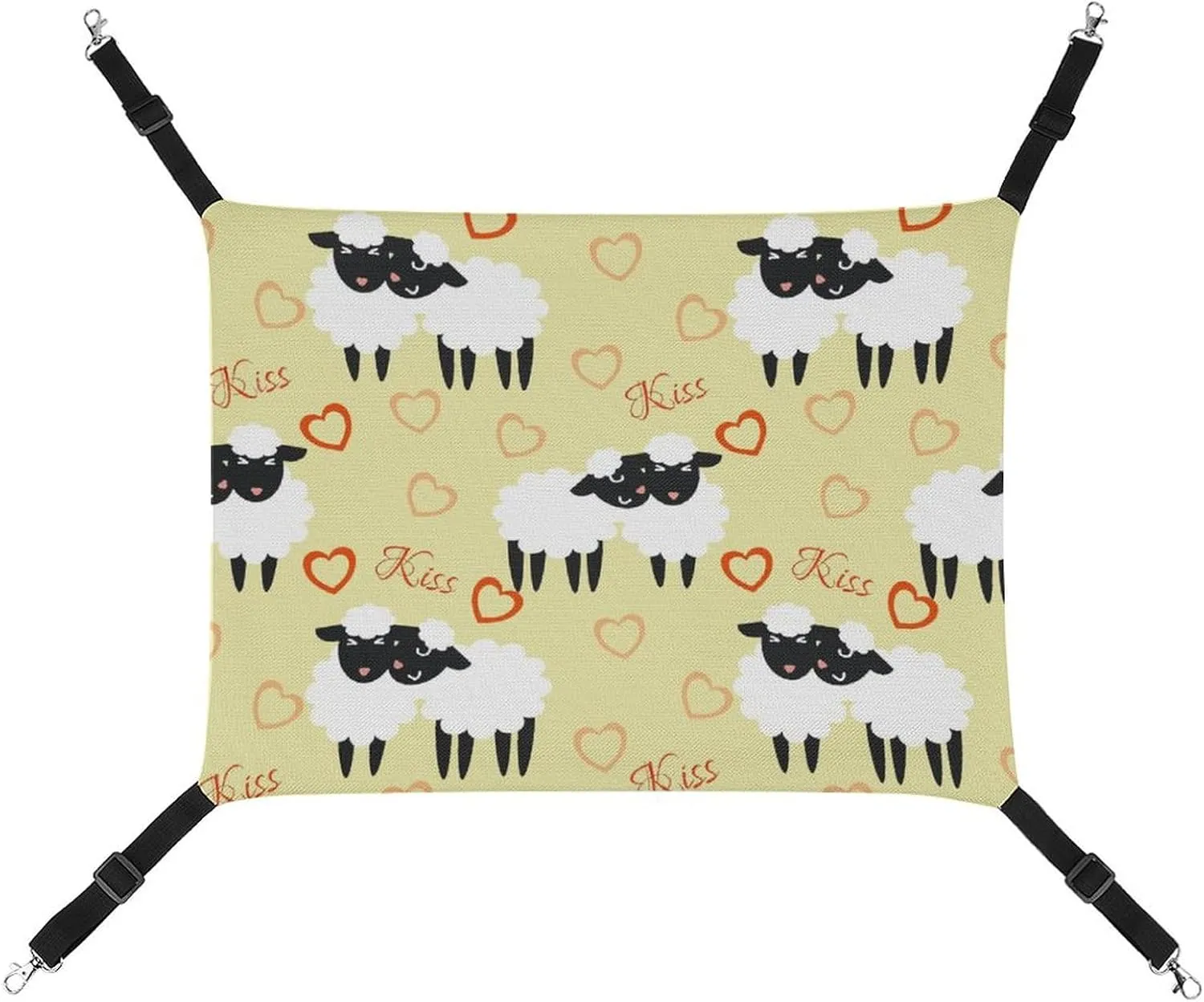 Cute Black Sheep Cat Hanging Hammock Soft Breathable Pet Cage Dog Hammock with Adjustable Straps and Metal Hooks