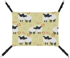 Cute Black Sheep Cat Hanging Hammock Soft Breathable Pet Cage Dog Hammock with Adjustable Straps and Metal Hooks