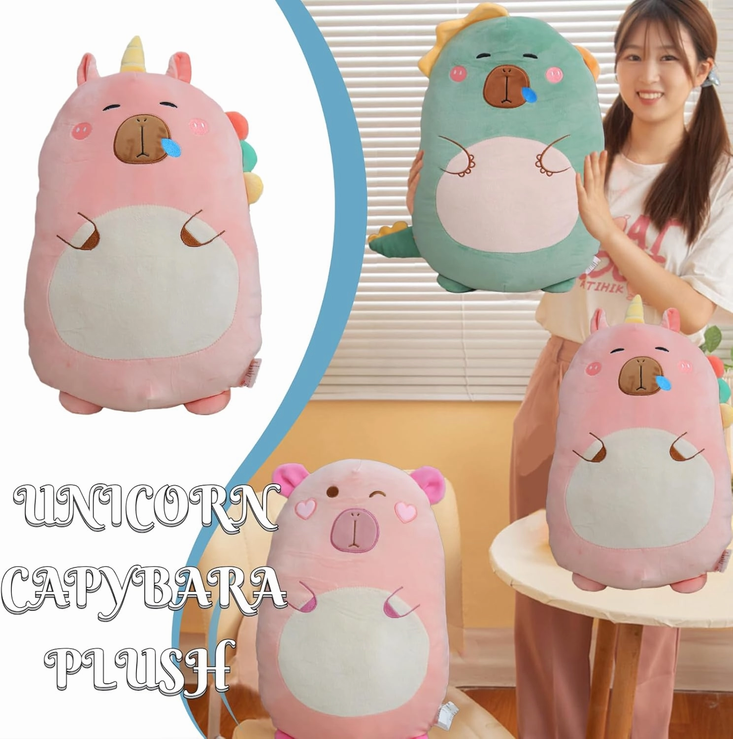 Cute Capybara Plush Toy Pillow, Squishy Capybara Plushie Hugging Pillow, Super Soft Guinea Pig Plush Toy Gifts for Kids