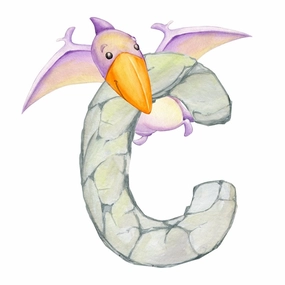 Cute Dinosaur "C" Fabric Panel