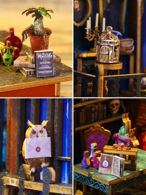 CuteQi Miniature House Kit DIY House Kit Creative Room with Furniture Tiny House Making Kit with Light and Music HandmadeCrafts Gift for Adults & Friends and Lovers(Magic Market)