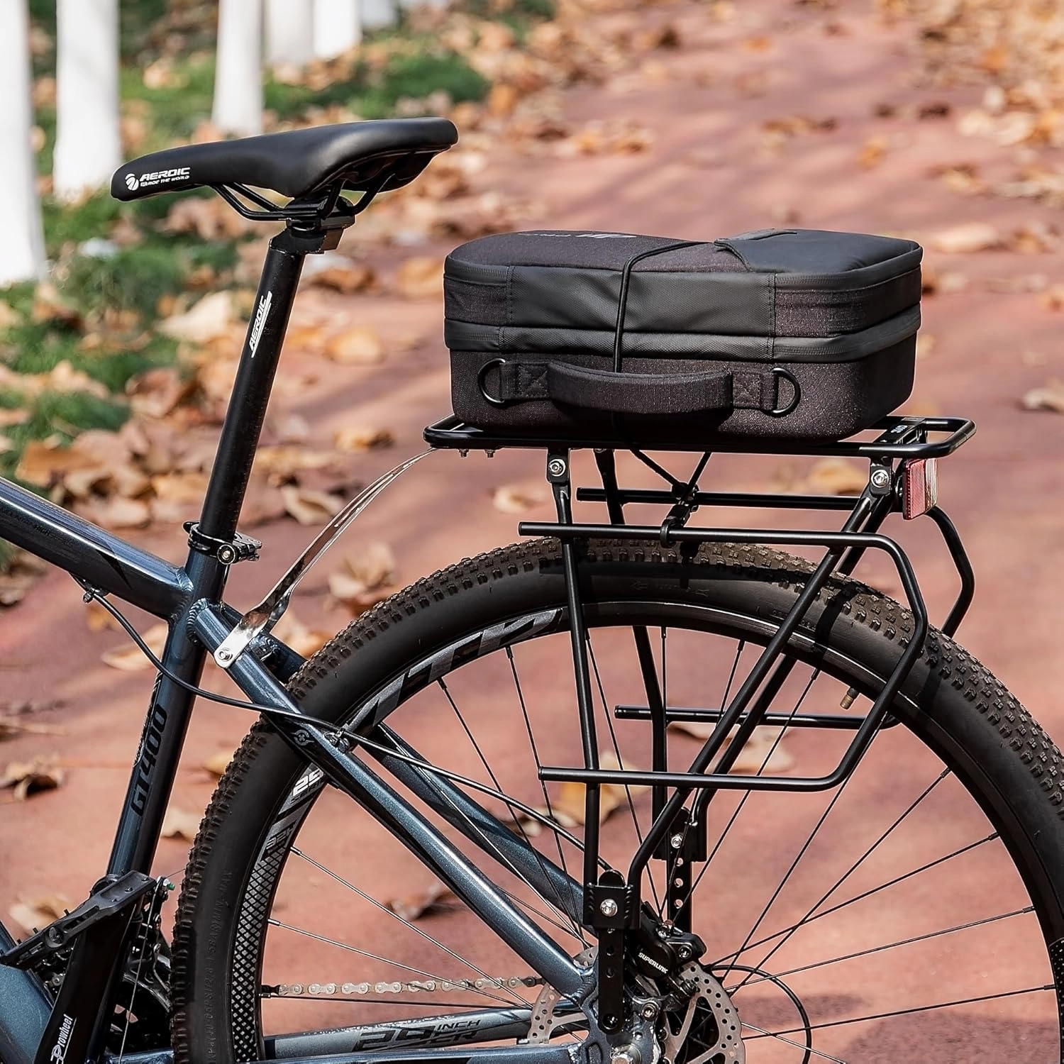 CXWXC Rear Bike Rack with Basket - Bike Cargo Rack for Disc Brake/Non-Disc Brake Mount - Bicycle Pannier Rack, Touring Carrier Rack fit 26”-29” and 700c