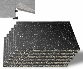 CyclingDeal 5/8" Thick High-Density Gym Floor Mats Tiles - 6 Pack 19.7”x19.7” Rubber Exercise Workout Equipment Ground Shock Absorbing Mat for Home Gym Garage - with Interlock in Black w/White Dots