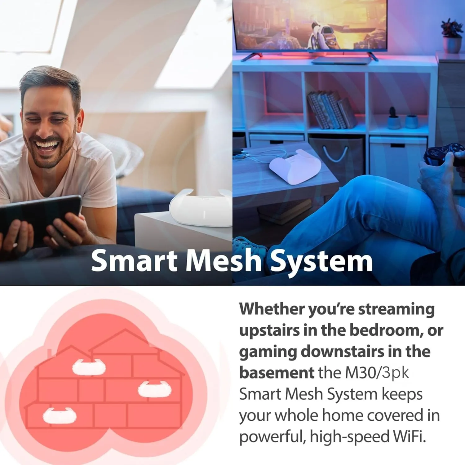 D-Link AX3000 WiFi 6 Mesh System (3-Pk) - Contemporary Design - High-Performance - Feature Rich - AI Enabled - Parental Controls – Covers up to 7000 sq. ft – Router (M30/3)