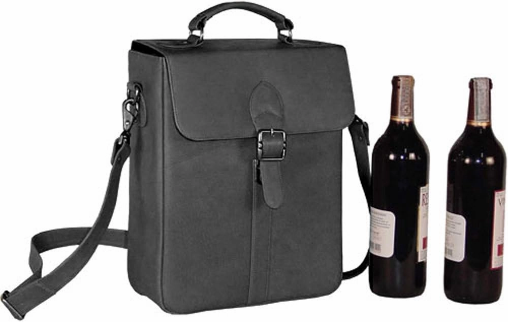 David King & Co. Deluxe Double Wine Bottle Carrier, Black, One Size