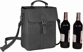 David King & Co. Deluxe Double Wine Bottle Carrier, Black, One Size