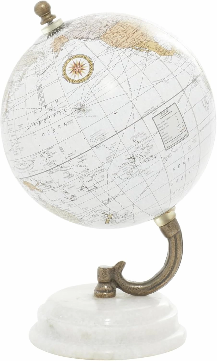Deco 79 Marble Globe with White Marble Base, 5' x 5' x 8', White
