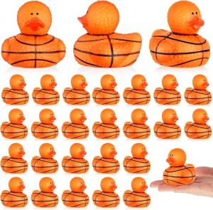 DEEKIN 24 Pcs Basketball Middle Rubber Ducks 2 Inch Sports Themed Rubber Ducks for Party Favors Sports Events Summer