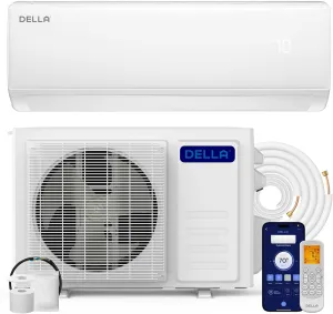 DELLA Econo Series 11000 BTU Mini Split Air Conditioner 17 SEER2 with Heat Pump, Cools up to 550 Sq.Ft, Wifi Enabled AC & Heater Ductless Inverter System Works with Alexa, 16ft Installation Kit
