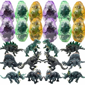 Deluxe 3D Dinosaur Action Figures Realistic Figure Puzzle in Jurassic Hatching Eggs 12 Pieces - Ideal Kids Toys Party Favors Bulk Item.