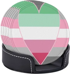 Demigirl Abro-Pride Flag LGBTQ Coasters Set of 6 Round Durable Drink Cup Funny Coaster