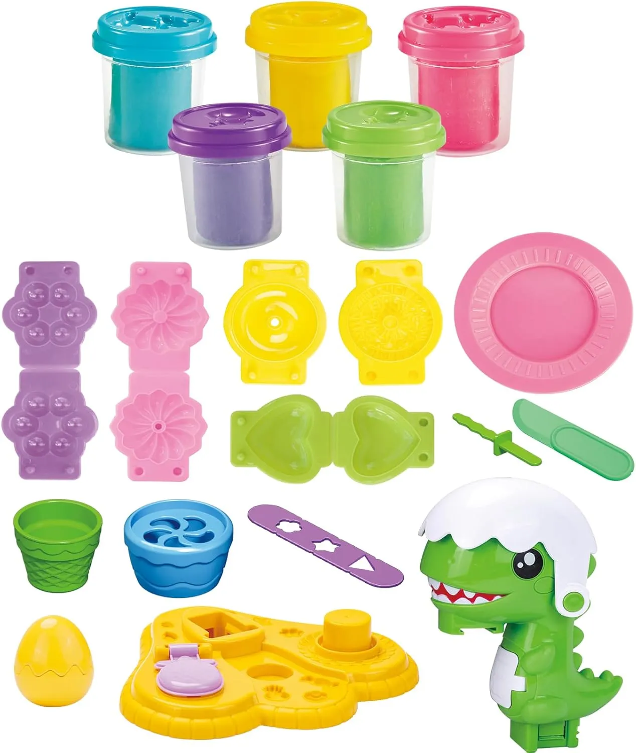 Dinosaur Ice Cream Color Dough Sets for Kids Ages 4-8,Kitchen Creations Playset,Kids Arts and Crafts Toys,5 Cans of Modeling Compound,2 oz,Multicolor